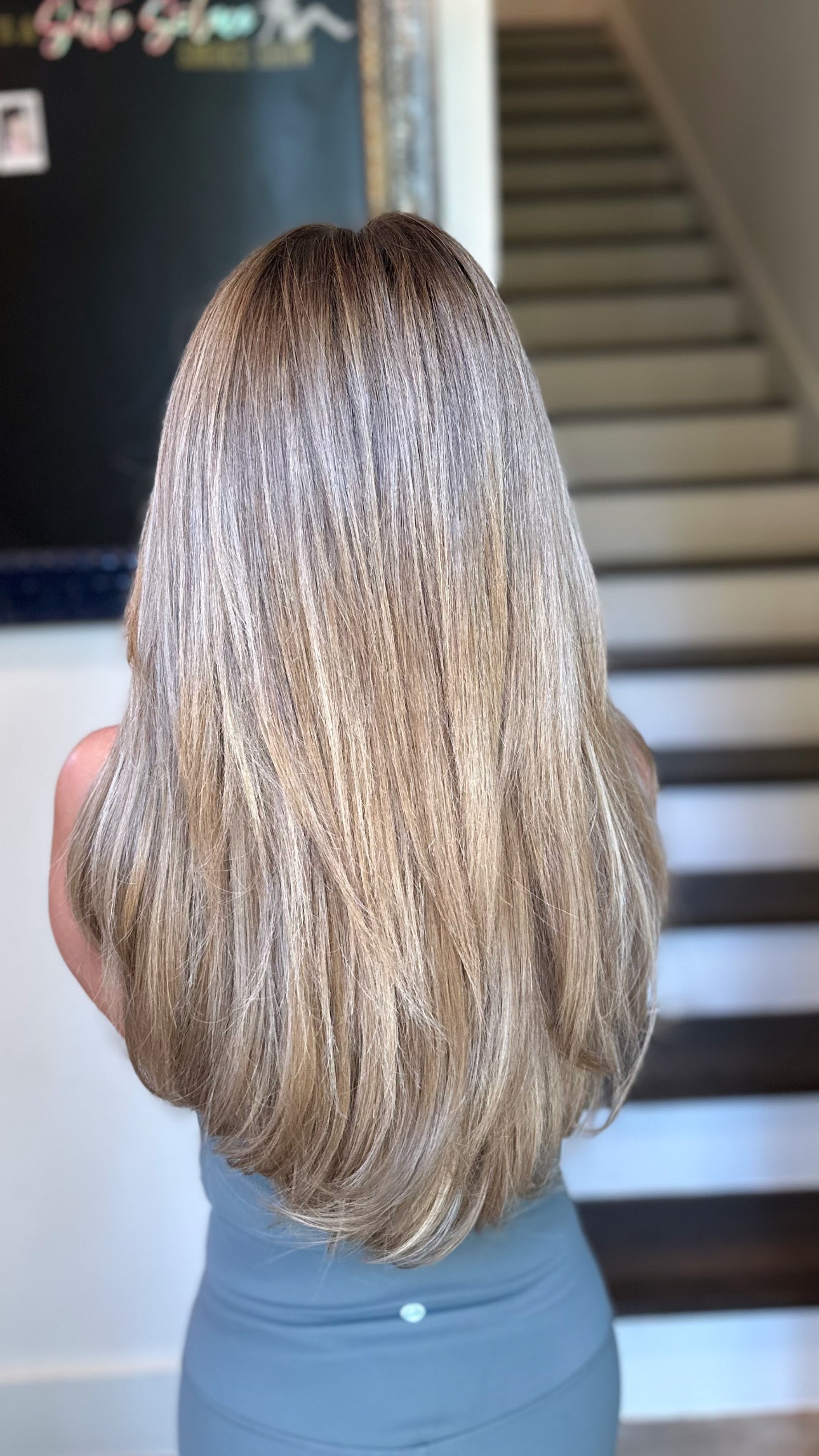 “Client before and after with Solace Seamless weft hair extensions”