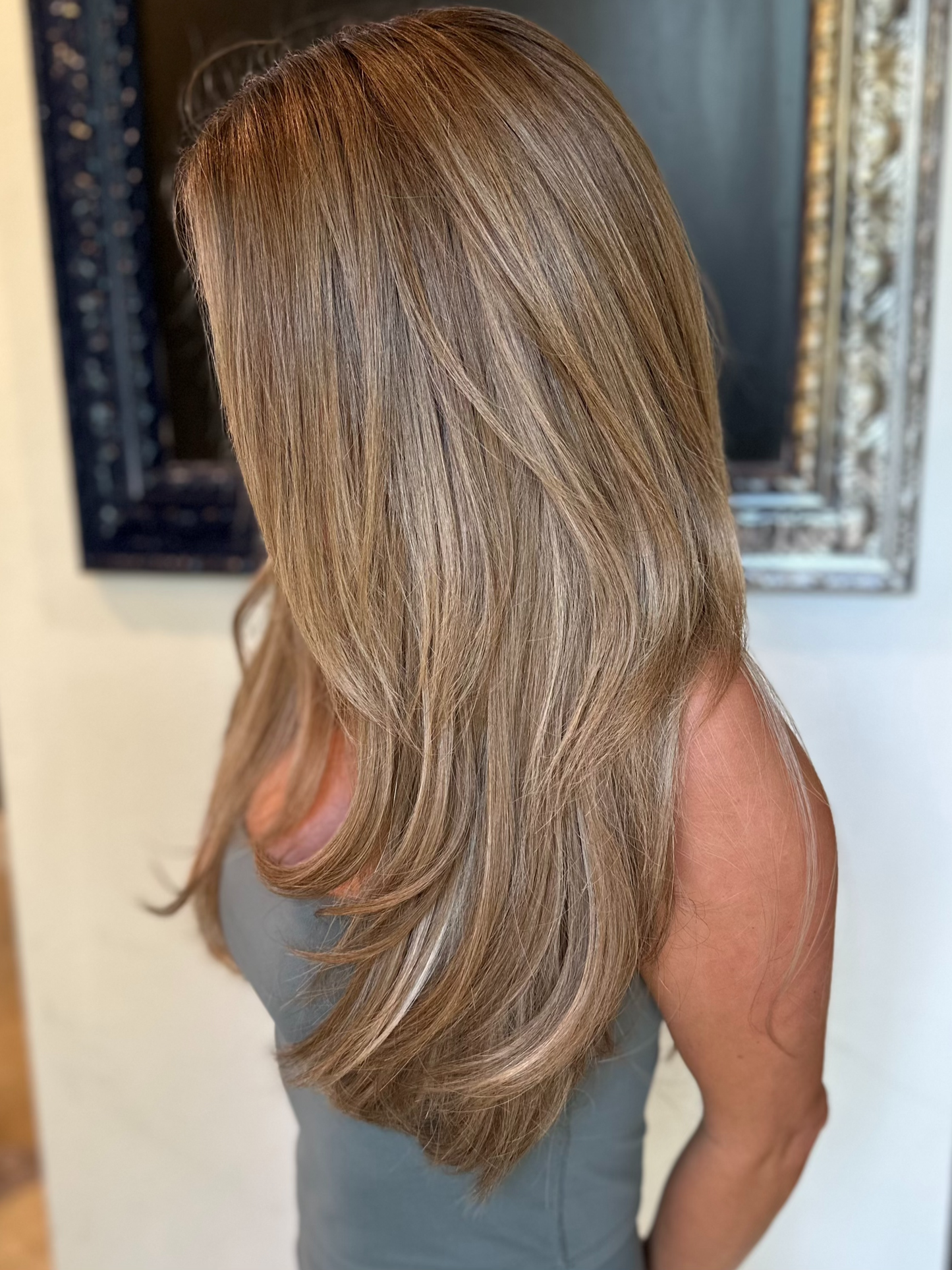 “Stylist hair transformation using seamless weft extensions for volume and length”