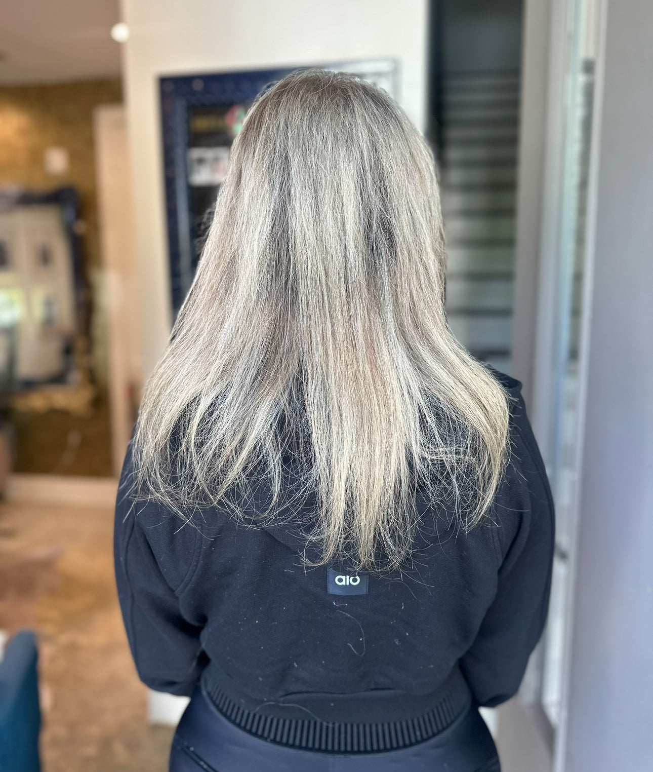 “Client before and after with Solace Seamless weft hair extensions”
