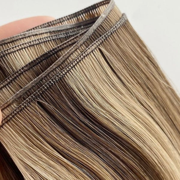 Solace Seamless luxury seamless weft in blonde shade — professional quality compared to Bellami, IBE®, and JZ Styles extensions
