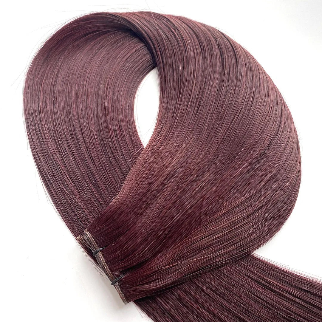 “Auburn seamless weft hair extensions – Solace Seamless®”